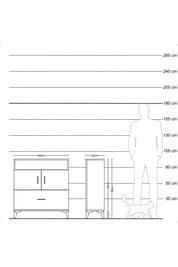 Arges Şifonyer 3 Raflı Tek Çekmeceli 2 Kapaklı 88x30x96 Çam-Antrasit