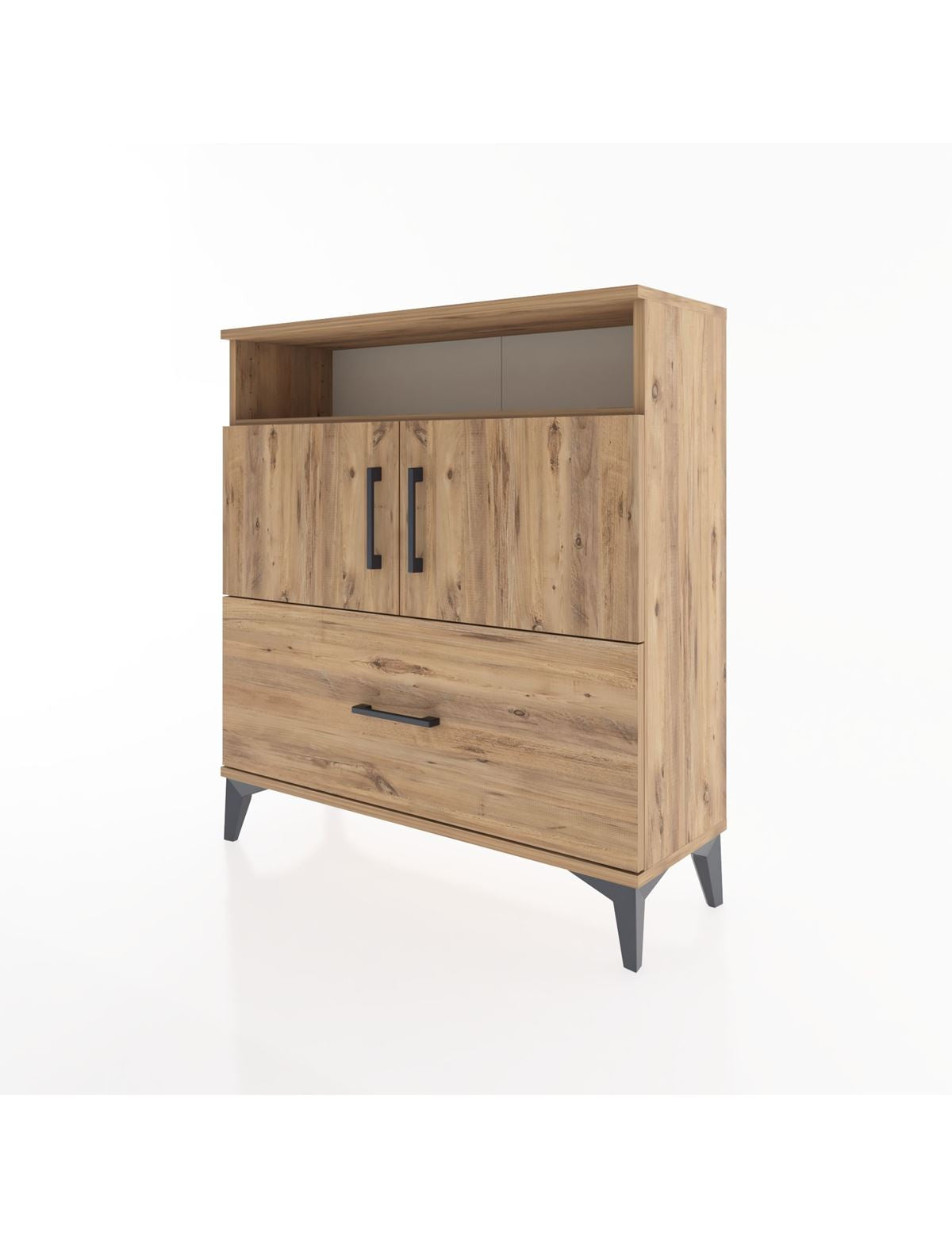 Arges Şifonyer 3 Raflı Tek Çekmeceli 2 Kapaklı 88x30x96 - S04M051V9A