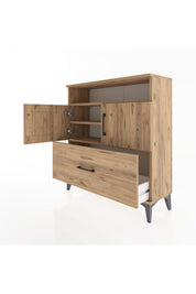 Arges Şifonyer 3 Raflı Tek Çekmeceli 2 Kapaklı 88x30x96 Çam-Çam