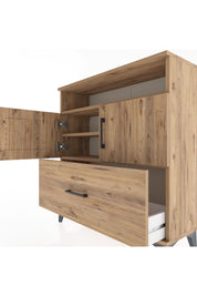 Arges Şifonyer 3 Raflı Tek Çekmeceli 2 Kapaklı 88x30x96 Çam-Çam