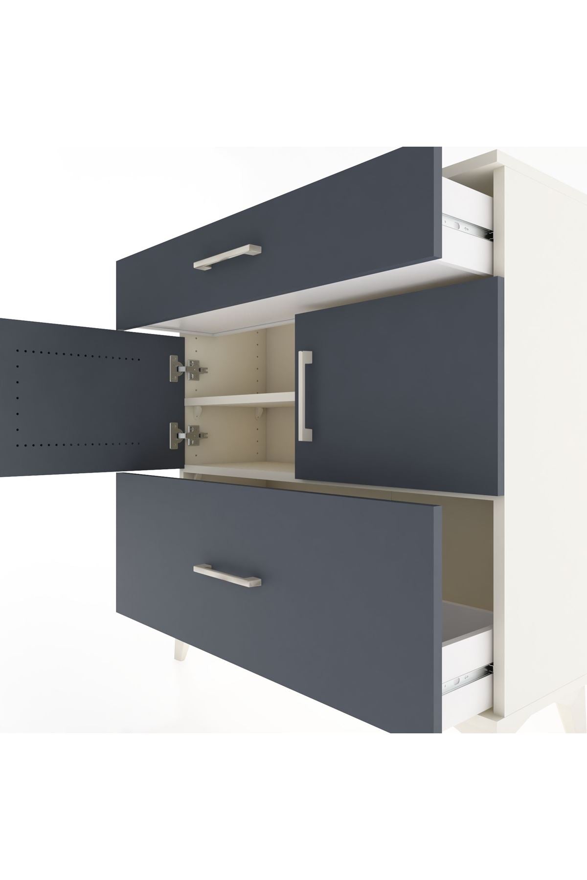 Arges Şifonyer 2 Raflı 2 Çekmeceli 2 Kapaklı 88x30x96 Aytaşı-Antrasit