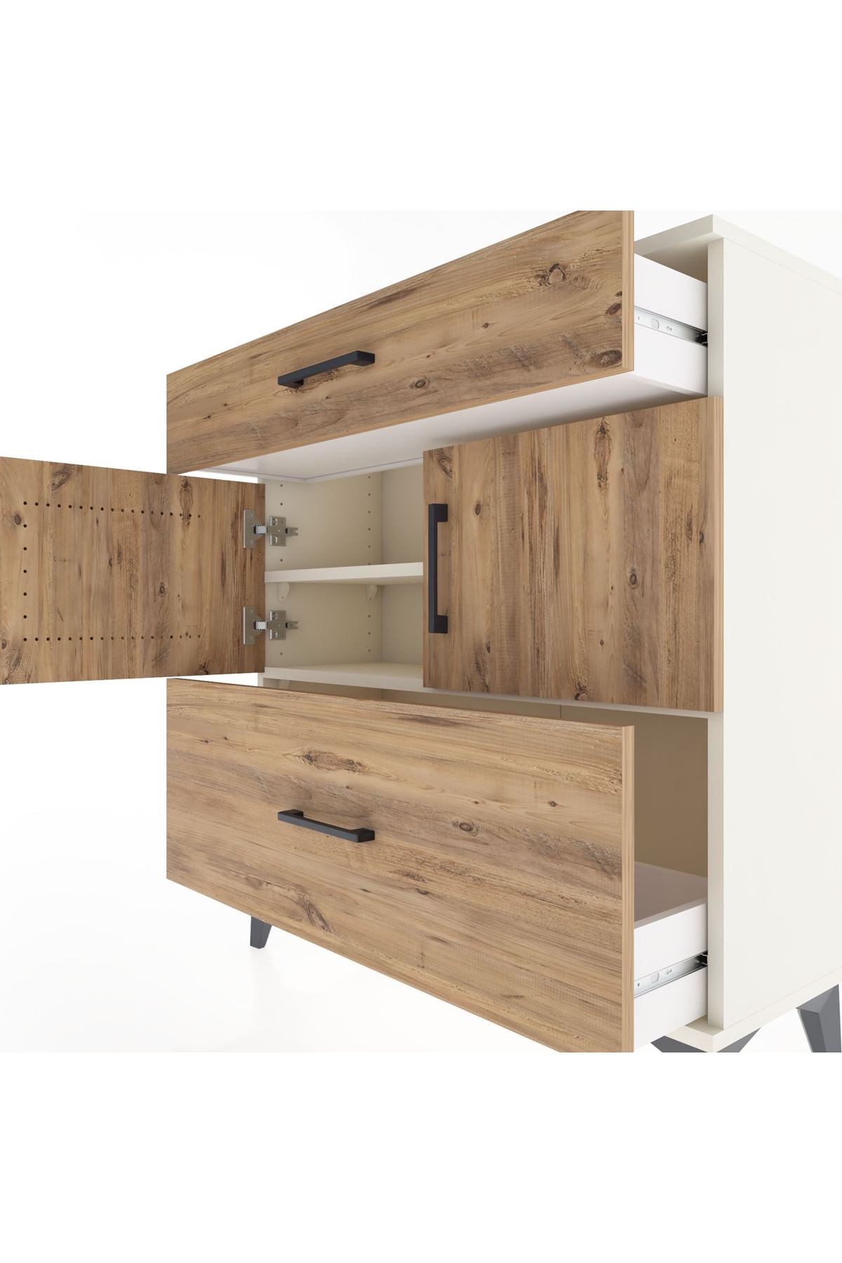 Arges Şifonyer 2 Raflı 2 Çekmeceli 2 Kapaklı 88x30x96 Aytaşı-Çam