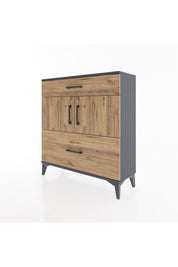 Arges Şifonyer 2 Raflı 2 Çekmeceli 2 Kapaklı 88x30x96 Antrasit-Çam