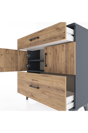 Arges Şifonyer 2 Raflı 2 Çekmeceli 2 Kapaklı 88x30x96 Antrasit-Çam