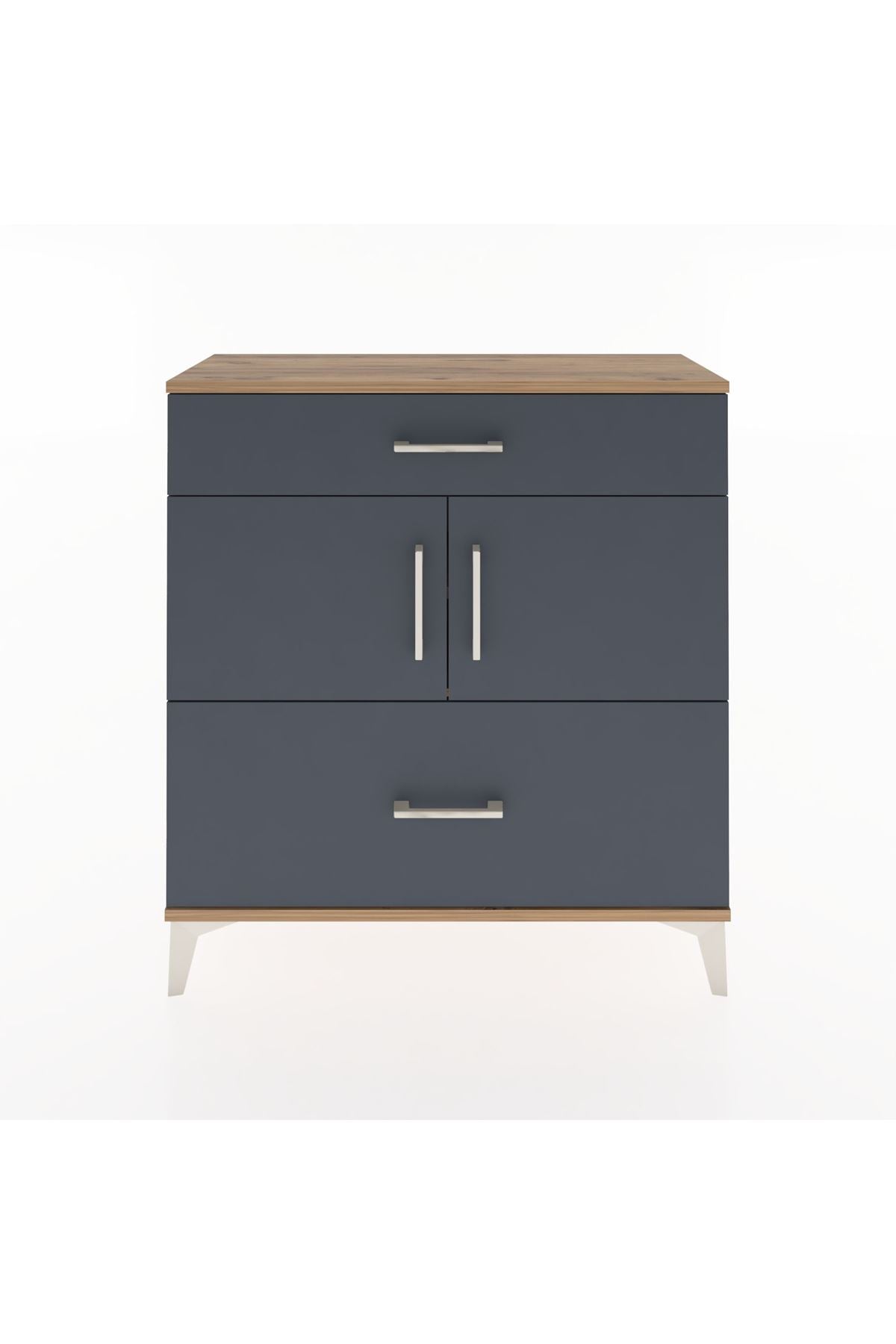 Arges Şifonyer 2 Raflı 2 Çekmeceli 2 Kapaklı 88x30x96 Çam-Antrasit