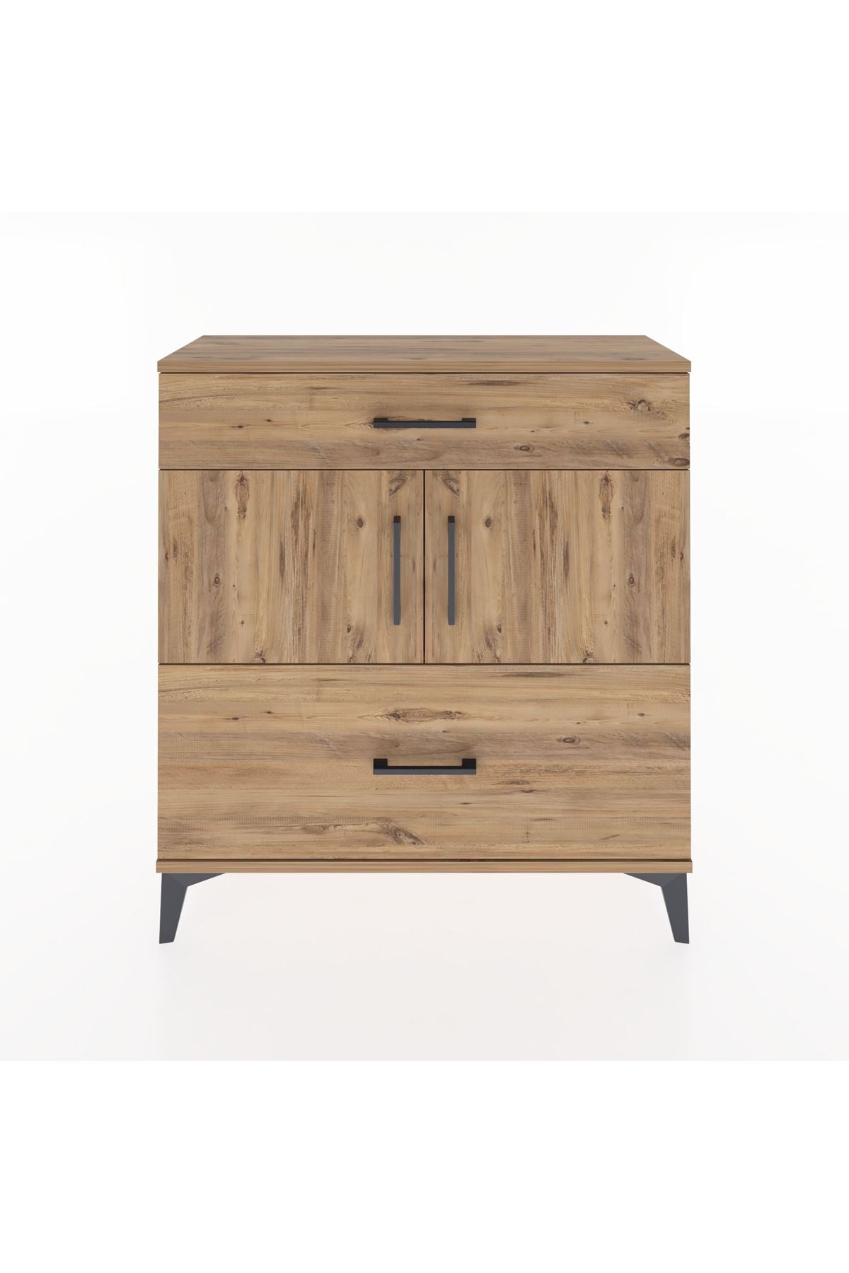 Arges Şifonyer 2 Raflı 2 Çekmeceli 2 Kapaklı 88x30x96 Çam-Çam