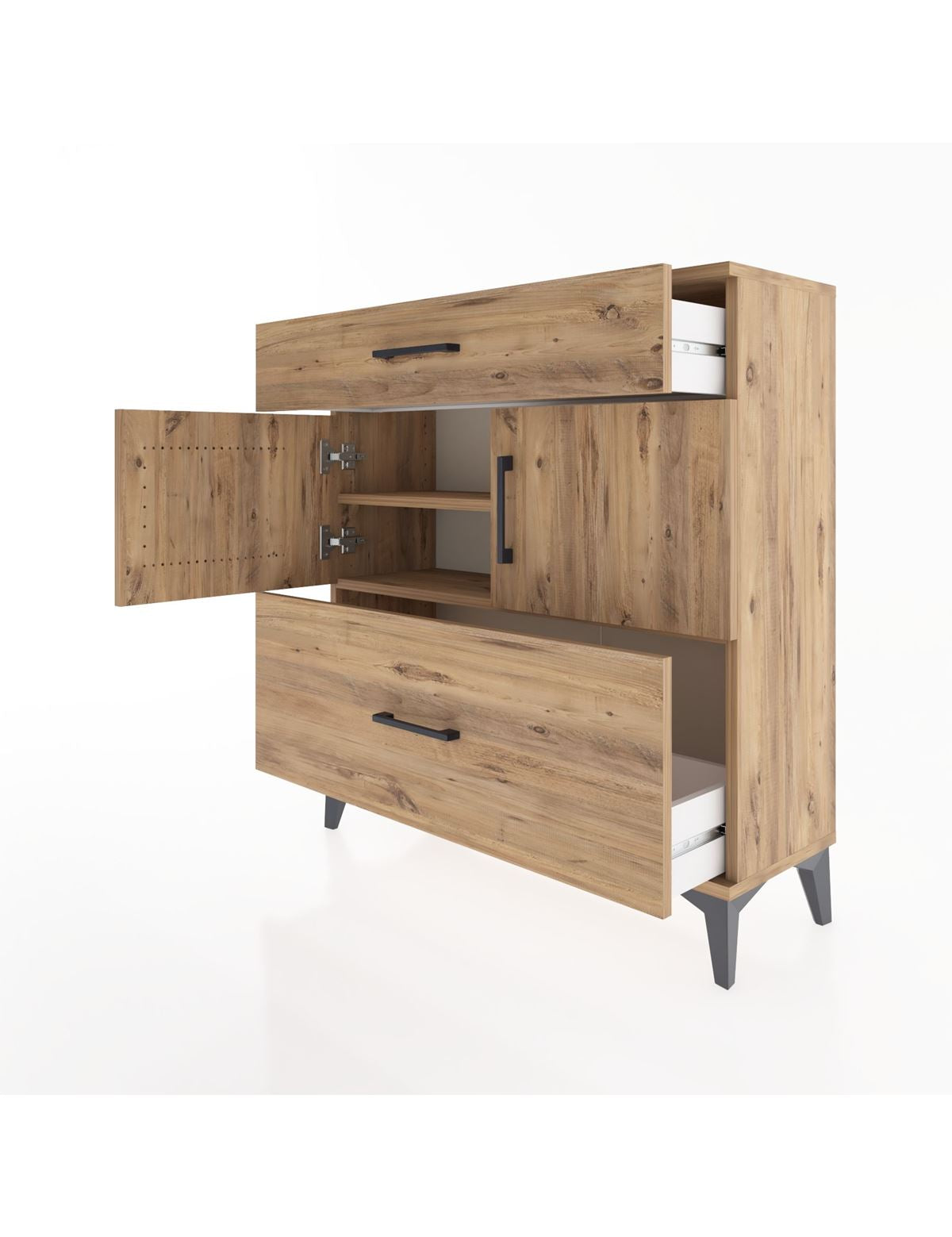 Arges Şifonyer 2 Raflı 2 Çekmeceli 2 Kapaklı 88x30x96 - S04M052V9A