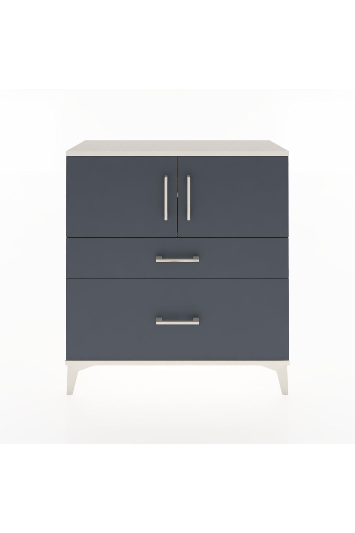 Arges Şifonyer 2 Raflı 2 Çekmeceli 2 Kapaklı 88x30x96 Aytaşı-Antrasit