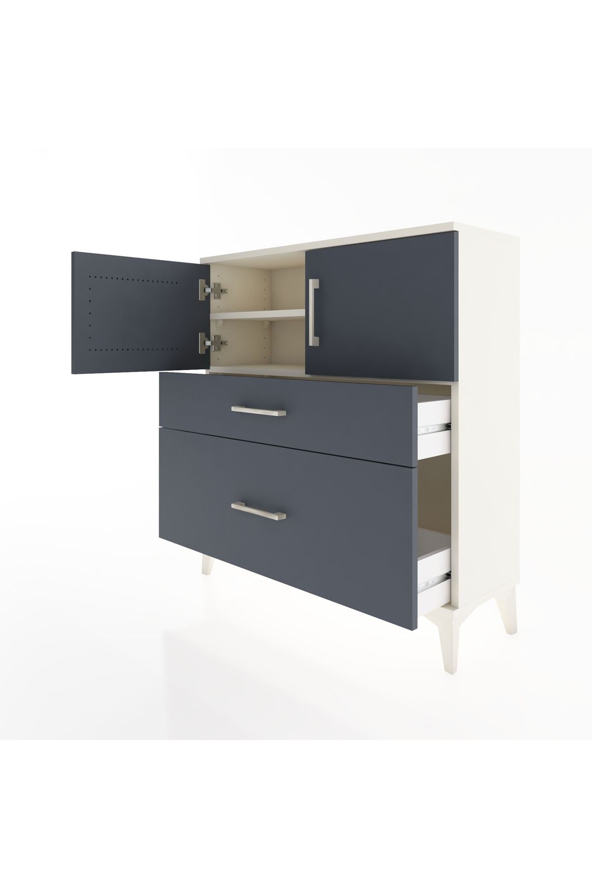 Arges Şifonyer 2 Raflı 2 Çekmeceli 2 Kapaklı 88x30x96 Aytaşı-Antrasit