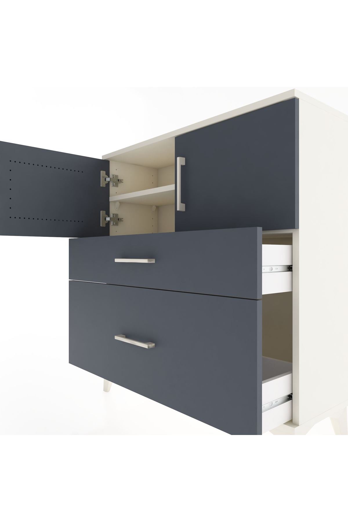 Arges Şifonyer 2 Raflı 2 Çekmeceli 2 Kapaklı 88x30x96 Aytaşı-Antrasit