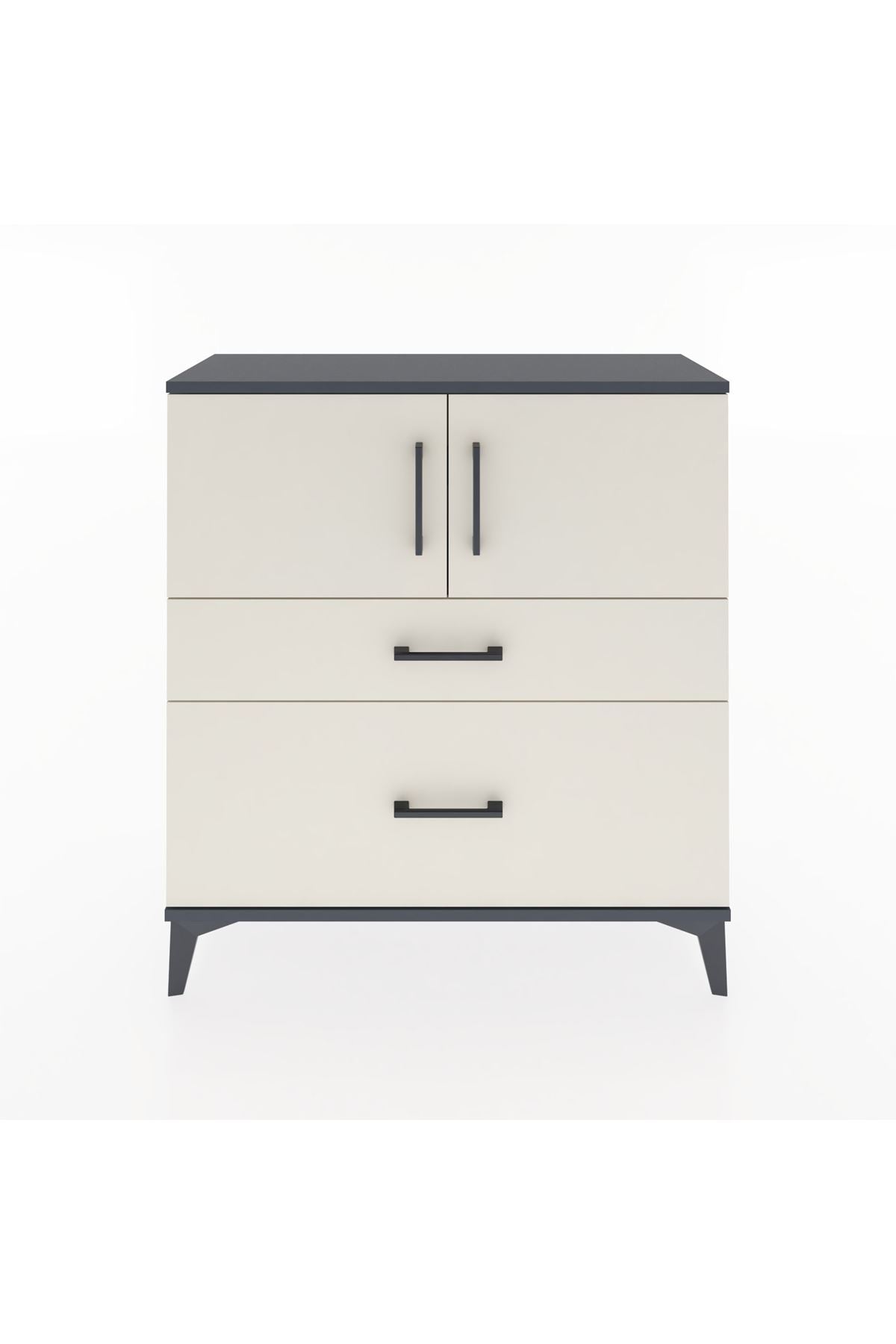 Arges Şifonyer 2 Raflı 2 Çekmeceli 2 Kapaklı 88x30x96 Antrasit-Aytaşı