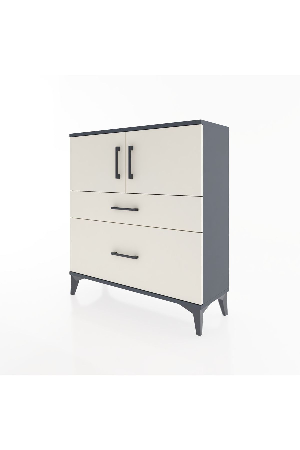 Arges Şifonyer 2 Raflı 2 Çekmeceli 2 Kapaklı 88x30x96 Antrasit-Aytaşı