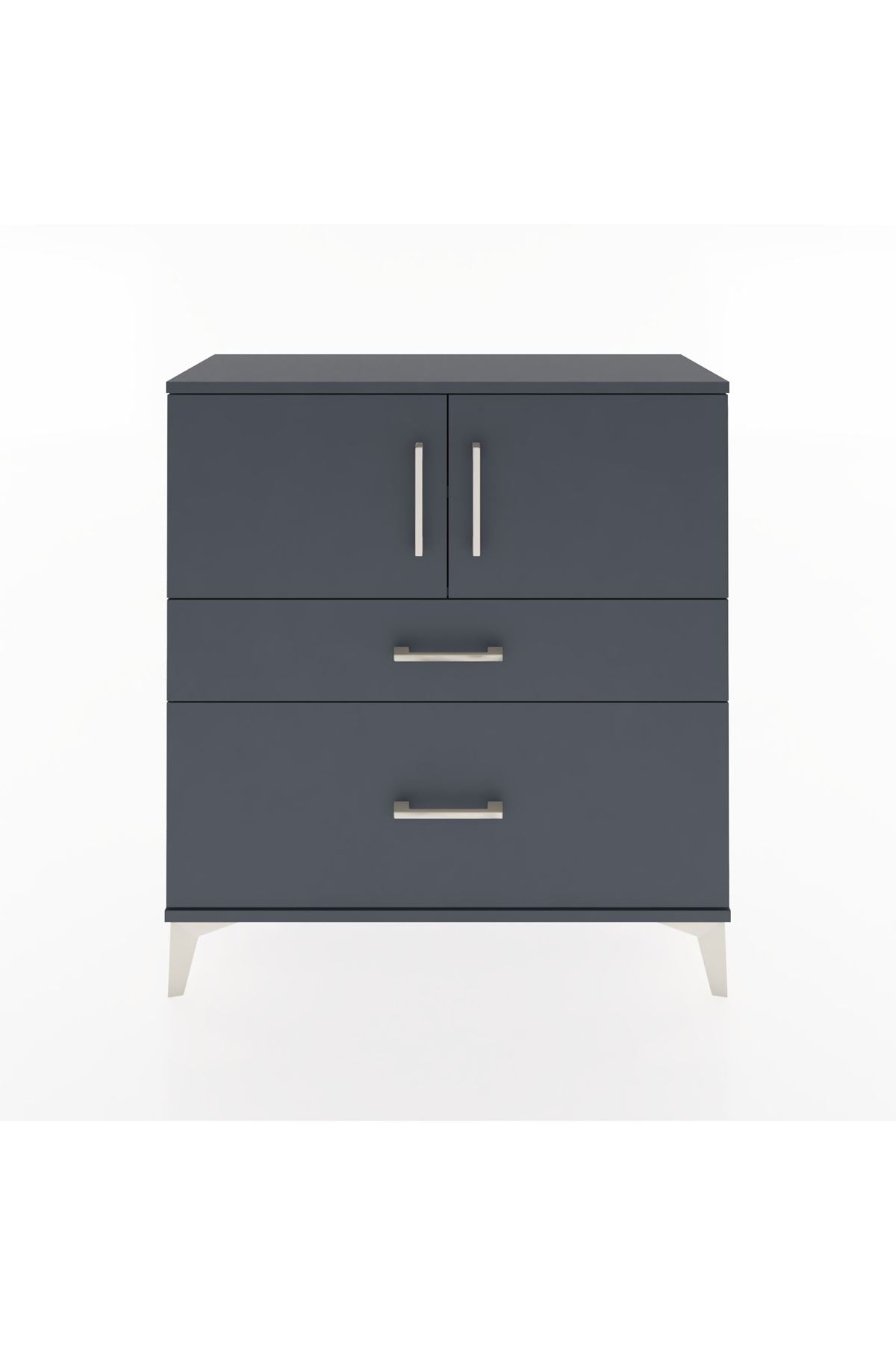 Arges Şifonyer 2 Raflı 2 Çekmeceli 2 Kapaklı 88x30x96 Antrasit-Antrasit