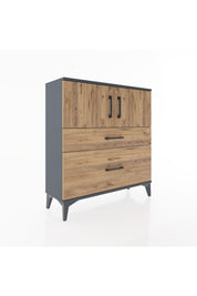 Arges Şifonyer 2 Raflı 2 Çekmeceli 2 Kapaklı 88x30x96 Antrasit-Çam