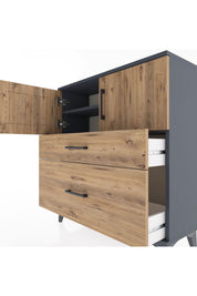 Arges Şifonyer 2 Raflı 2 Çekmeceli 2 Kapaklı 88x30x96 Antrasit-Çam