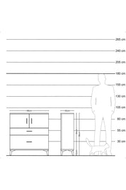 Arges Şifonyer 2 Raflı 2 Çekmeceli 2 Kapaklı 88x30x96 Antrasit-Çam