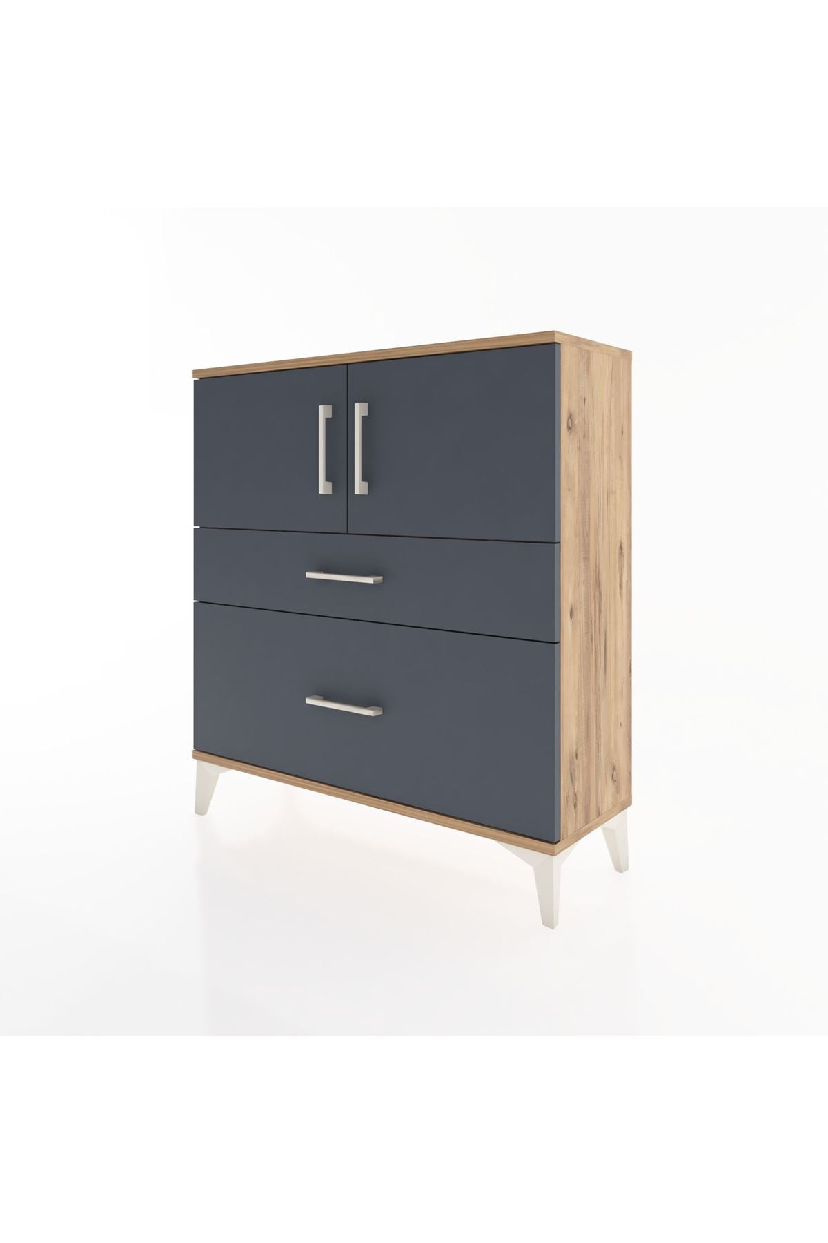 Arges Şifonyer 2 Raflı 2 Çekmeceli 2 Kapaklı 88x30x96 Çam-Antrasit