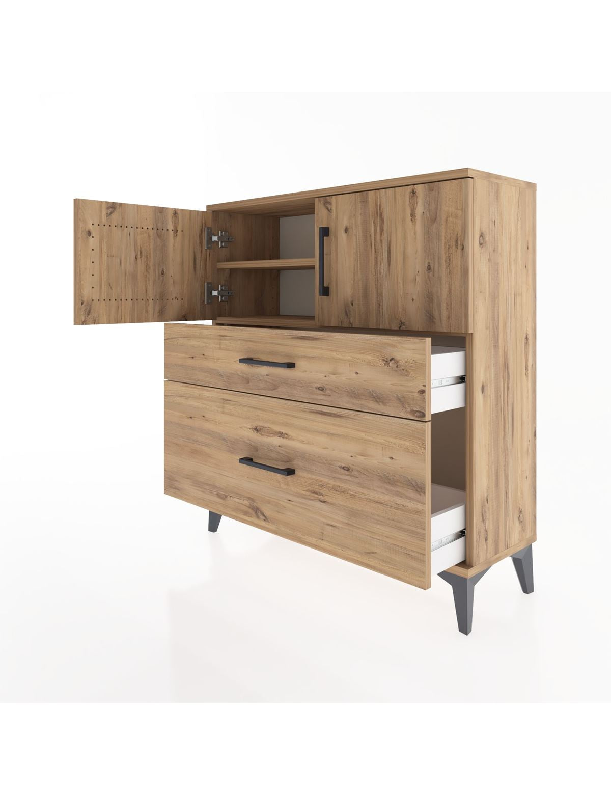 Arges Şifonyer 2 Raflı 2 Çekmeceli 2 Kapaklı 88x30x96 - S04M053V9A