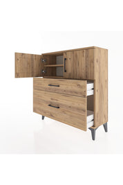 Arges Şifonyer 2 Raflı 2 Çekmeceli 2 Kapaklı 88x30x96 Çam-Çam