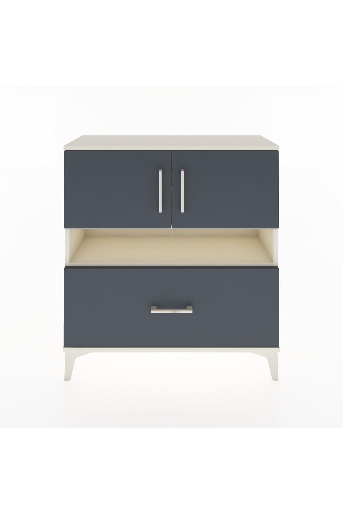 Arges Şifonyer 3 Raflı Tek Çekmeceli 2 Kapaklı 88x30x96 Aytaşı-Antrasit