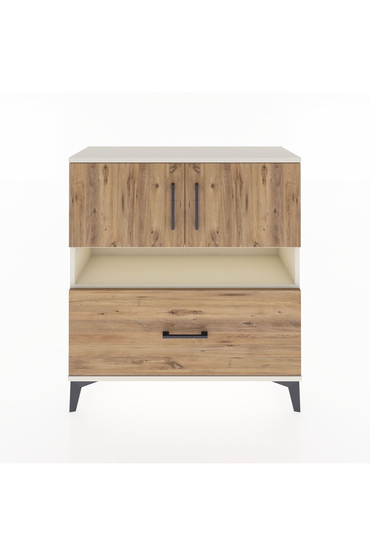 Arges Şifonyer 3 Raflı Tek Çekmeceli 2 Kapaklı 88x30x96 Aytaşı-Çam