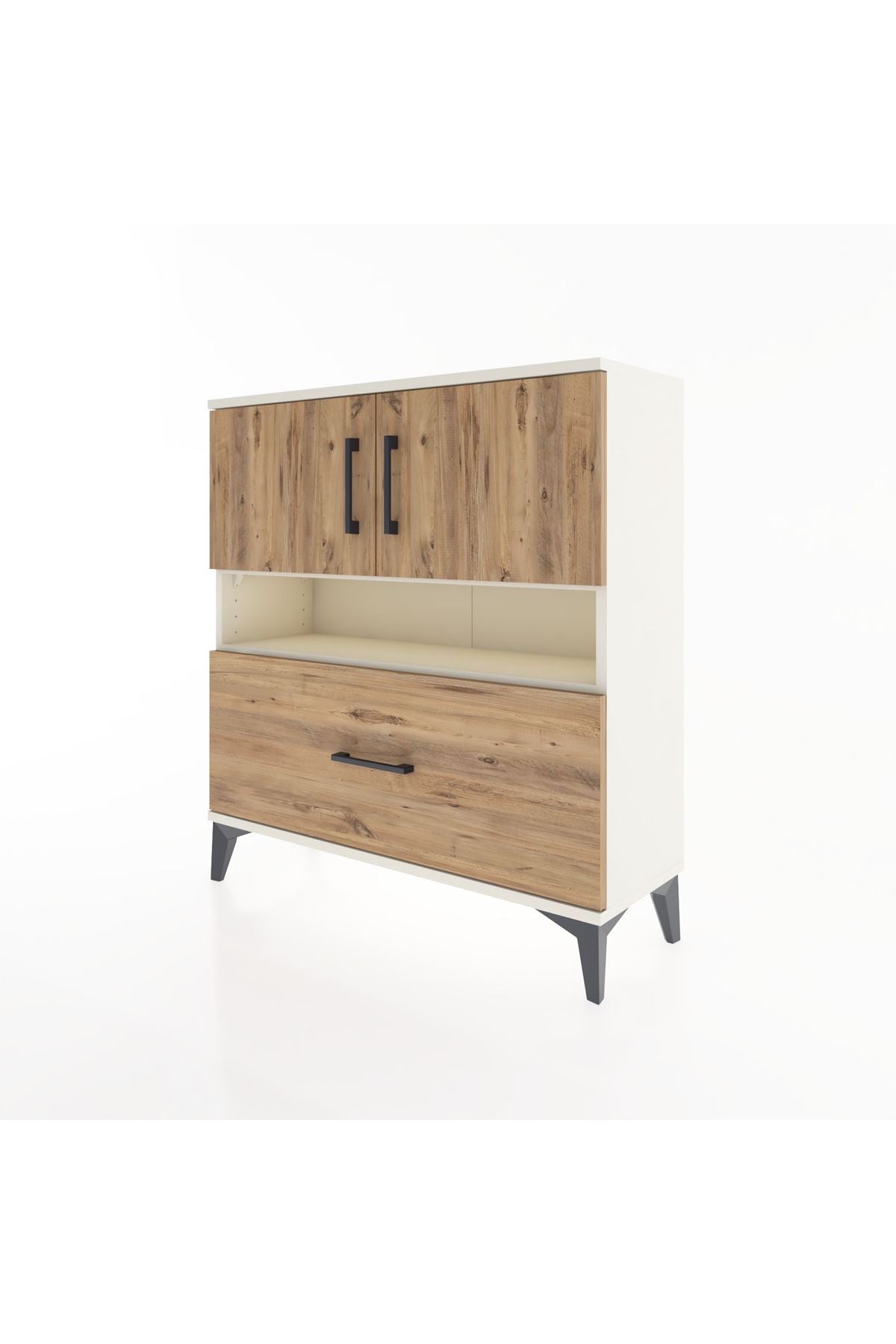 Arges Şifonyer 3 Raflı Tek Çekmeceli 2 Kapaklı 88x30x96 Aytaşı-Çam