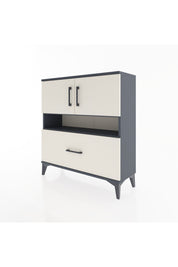 Arges Şifonyer 3 Raflı Tek Çekmeceli 2 Kapaklı 88x30x96 Antrasit-Aytaşı