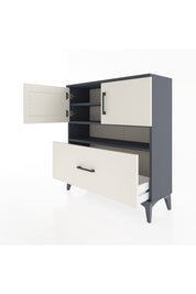 Arges Şifonyer 3 Raflı Tek Çekmeceli 2 Kapaklı 88x30x96 Antrasit-Aytaşı