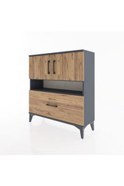 Arges Şifonyer 3 Raflı Tek Çekmeceli 2 Kapaklı 88x30x96 Antrasit-Çam