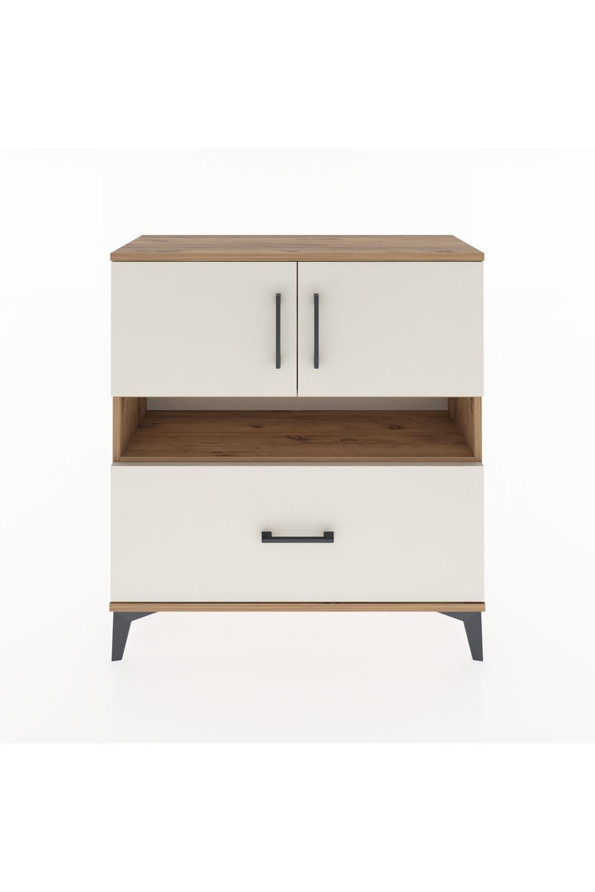 Arges Şifonyer 3 Raflı Tek Çekmeceli 2 Kapaklı 88x30x96 Çam-Aytaşı