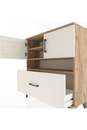 Arges Şifonyer 3 Raflı Tek Çekmeceli 2 Kapaklı 88x30x96 Çam-Aytaşı