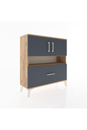 Arges Şifonyer 3 Raflı Tek Çekmeceli 2 Kapaklı 88x30x96 Çam-Antrasit