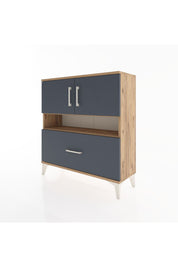 Arges Şifonyer 3 Raflı Tek Çekmeceli 2 Kapaklı 88x30x96 Çam-Antrasit