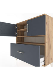 Arges Şifonyer 3 Raflı Tek Çekmeceli 2 Kapaklı 88x30x96 Çam-Antrasit