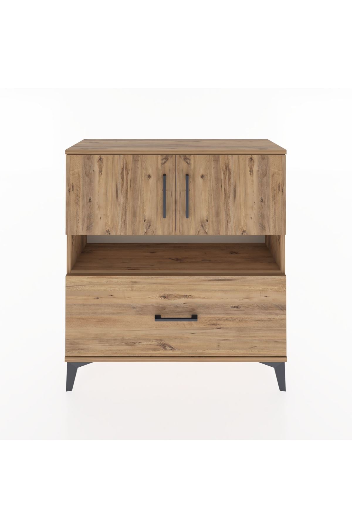 Arges Şifonyer 3 Raflı Tek Çekmeceli 2 Kapaklı 88x30x96 Çam-Çam