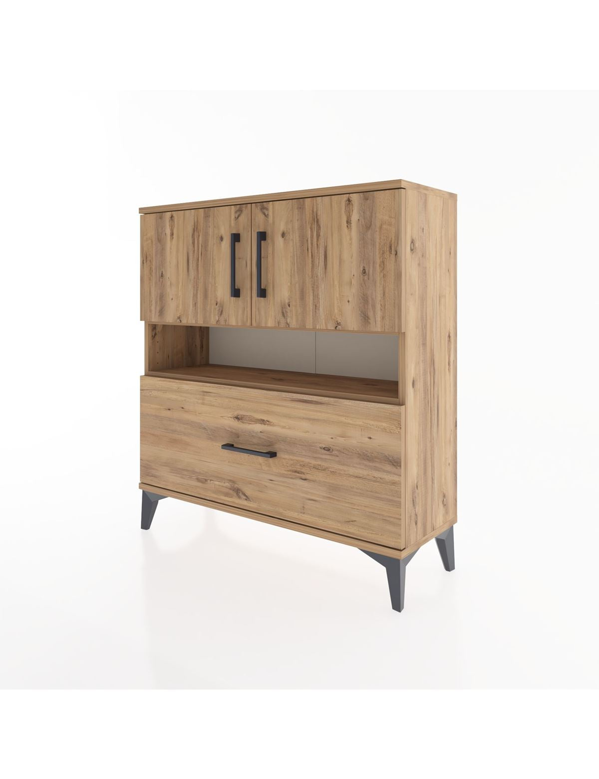 Arges Şifonyer 3 Raflı Tek Çekmeceli 2 Kapaklı 88x30x96 - S04M054V9A