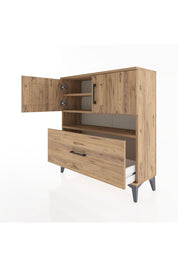 Arges Şifonyer 3 Raflı Tek Çekmeceli 2 Kapaklı 88x30x96 Çam-Çam