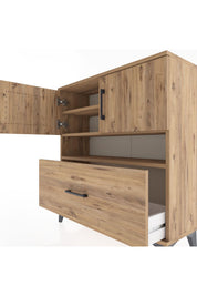 Arges Şifonyer 3 Raflı Tek Çekmeceli 2 Kapaklı 88x30x96 Çam-Çam