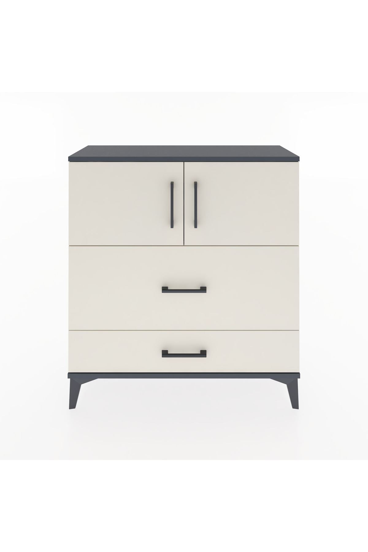 Arges Şifonyer 2 Raflı 2 Çekmeceli 2 Kapaklı 88x30x96 Antrasit-Aytaşı