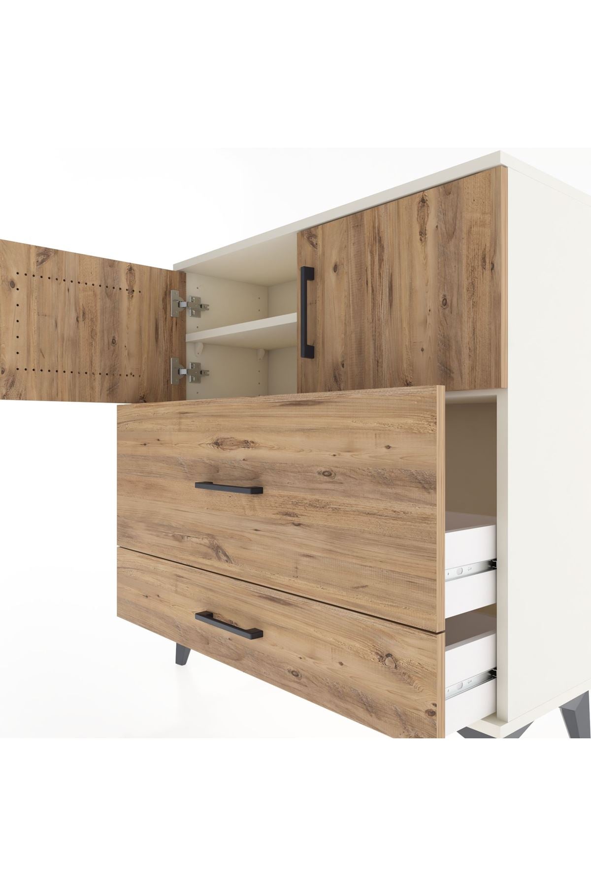 Arges Şifonyer 2 Raflı 2 Çekmeceli 2 Kapaklı 88x30x96 Aytaşı-Çam