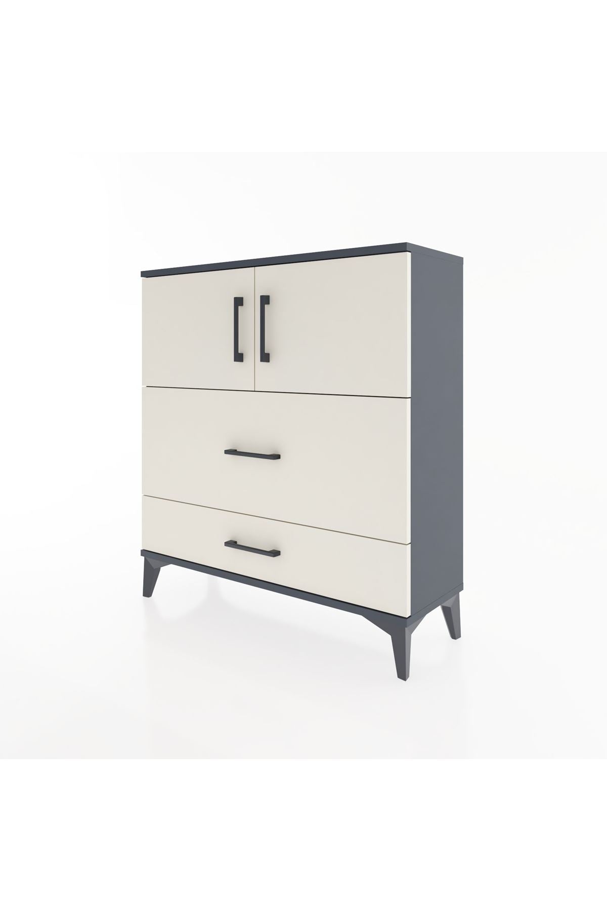 Arges Şifonyer 2 Raflı 2 Çekmeceli 2 Kapaklı 88x30x96 Antrasit-Aytaşı