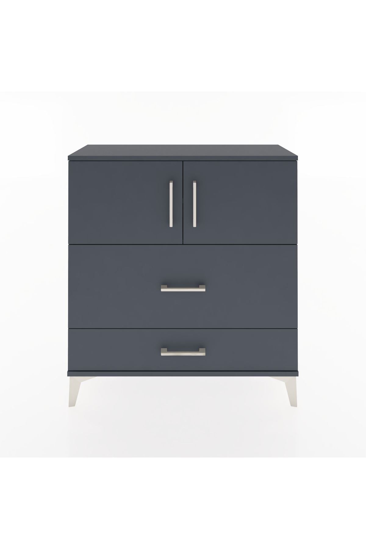 Arges Şifonyer 2 Raflı 2 Çekmeceli 2 Kapaklı 88x30x96 Antrasit-Antrasit