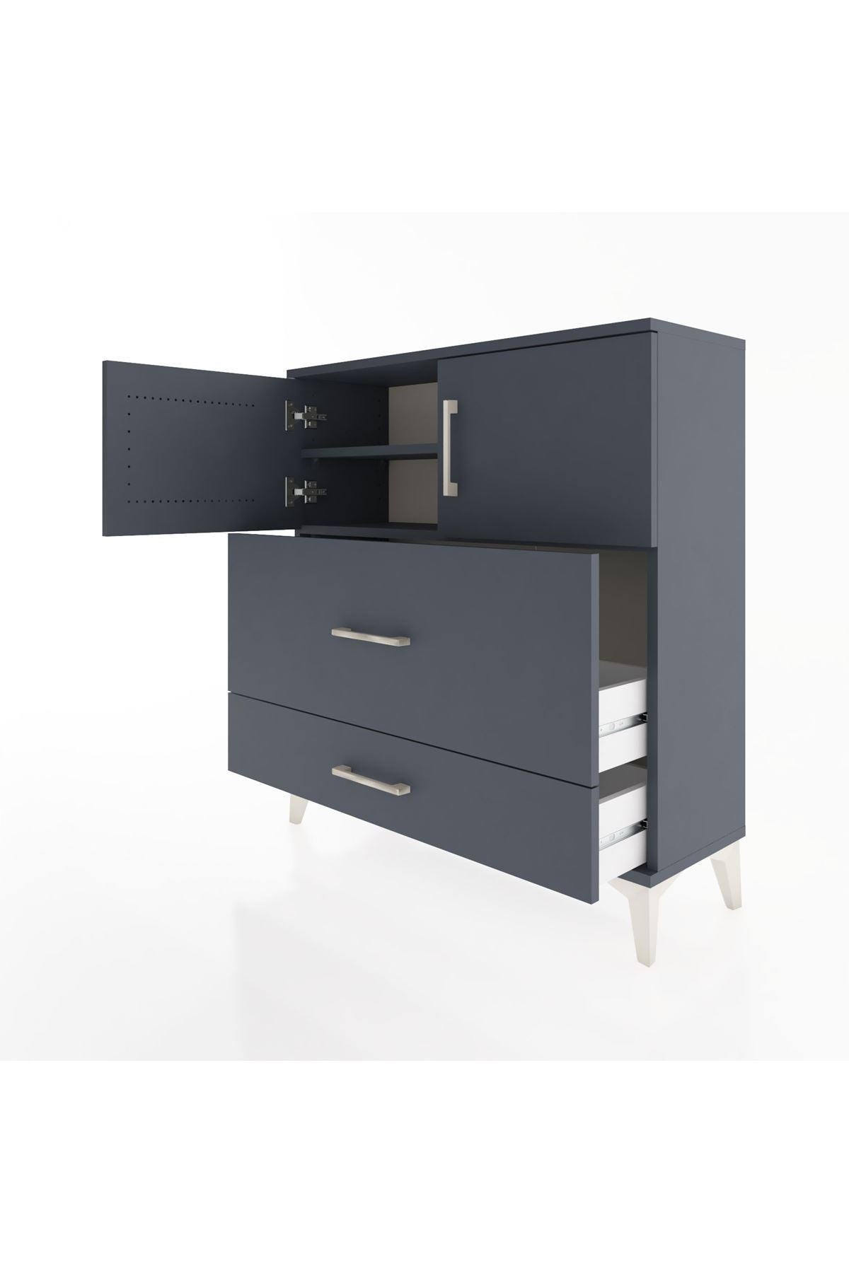 Arges Şifonyer 2 Raflı 2 Çekmeceli 2 Kapaklı 88x30x96 Antrasit-Antrasit