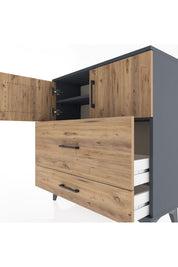 Arges Şifonyer 2 Raflı 2 Çekmeceli 2 Kapaklı 88x30x96 Antrasit-Çam