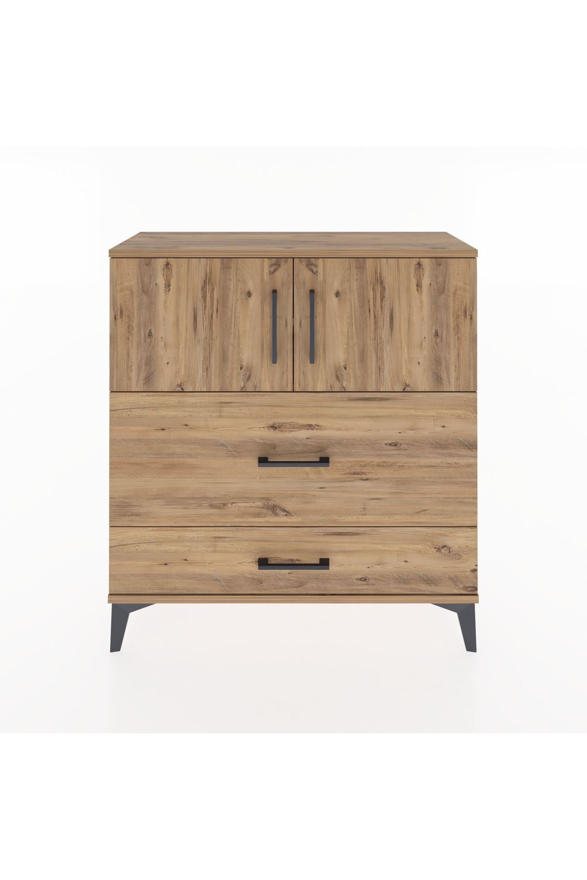 Arges Şifonyer 2 Raflı 2 Çekmeceli 2 Kapaklı 88x30x96 Çam-Çam