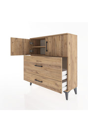 Arges Şifonyer 2 Raflı 2 Çekmeceli 2 Kapaklı 88x30x96 Çam-Çam