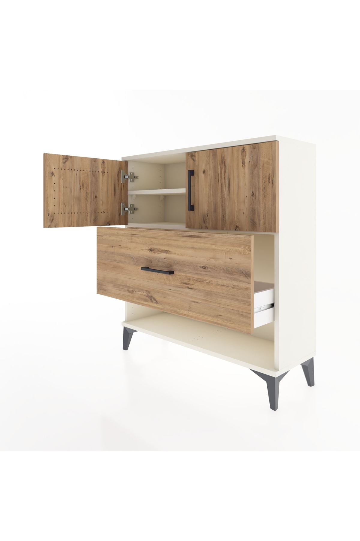 Arges Şifonyer 2 Raflı Tek Çekmeceli 2 Kapaklı 88x30x96 Aytaşı-Çam