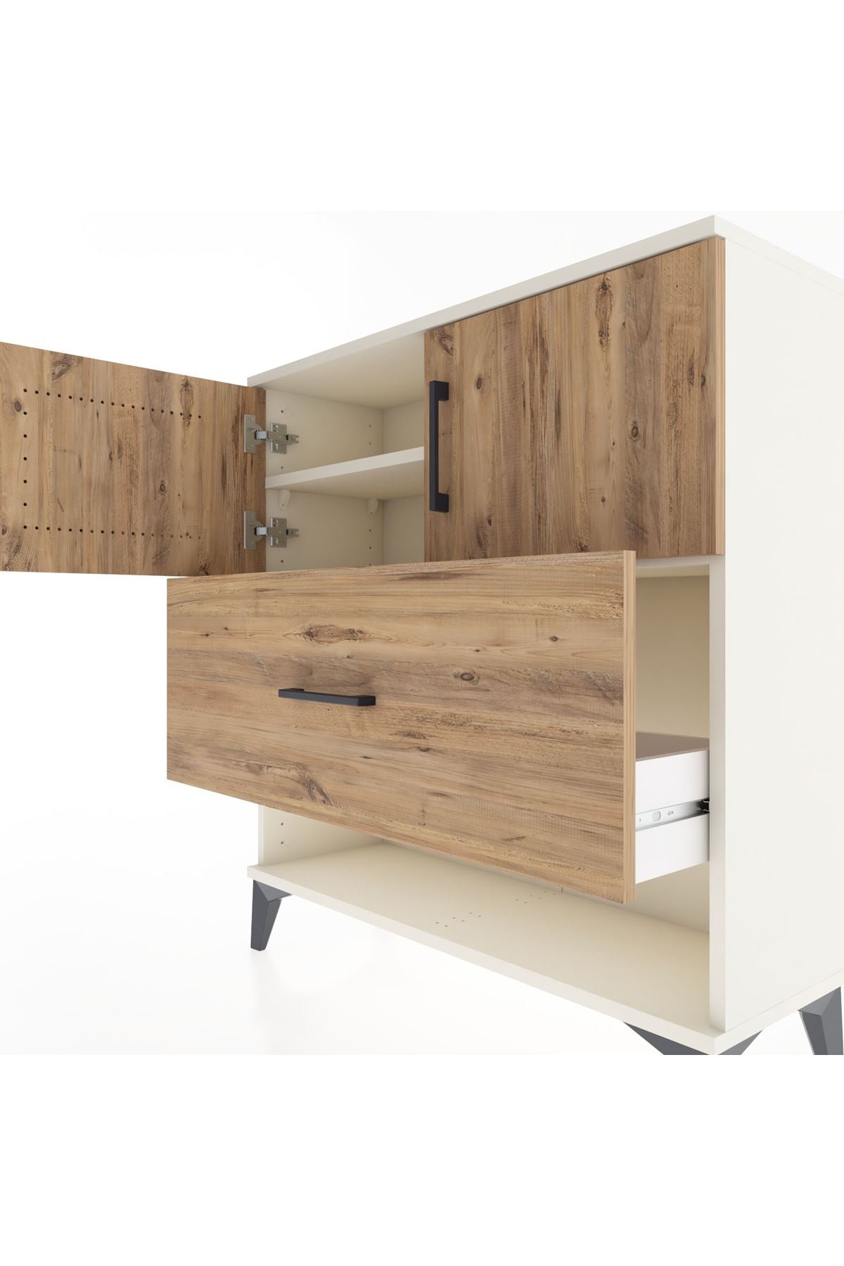 Arges Şifonyer 2 Raflı Tek Çekmeceli 2 Kapaklı 88x30x96 Aytaşı-Çam