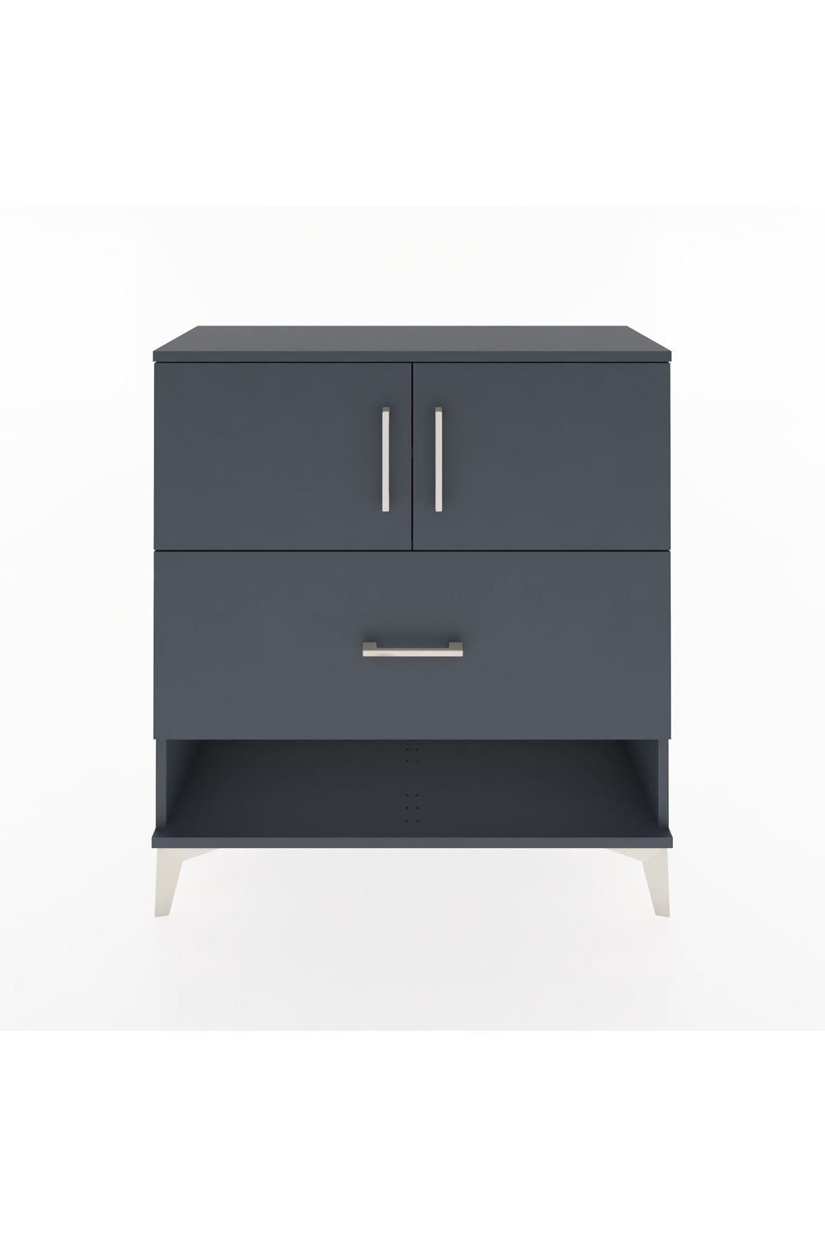 Arges Şifonyer 2 Raflı Tek Çekmeceli 2 Kapaklı 88x30x96 Antrasit-Antrasit