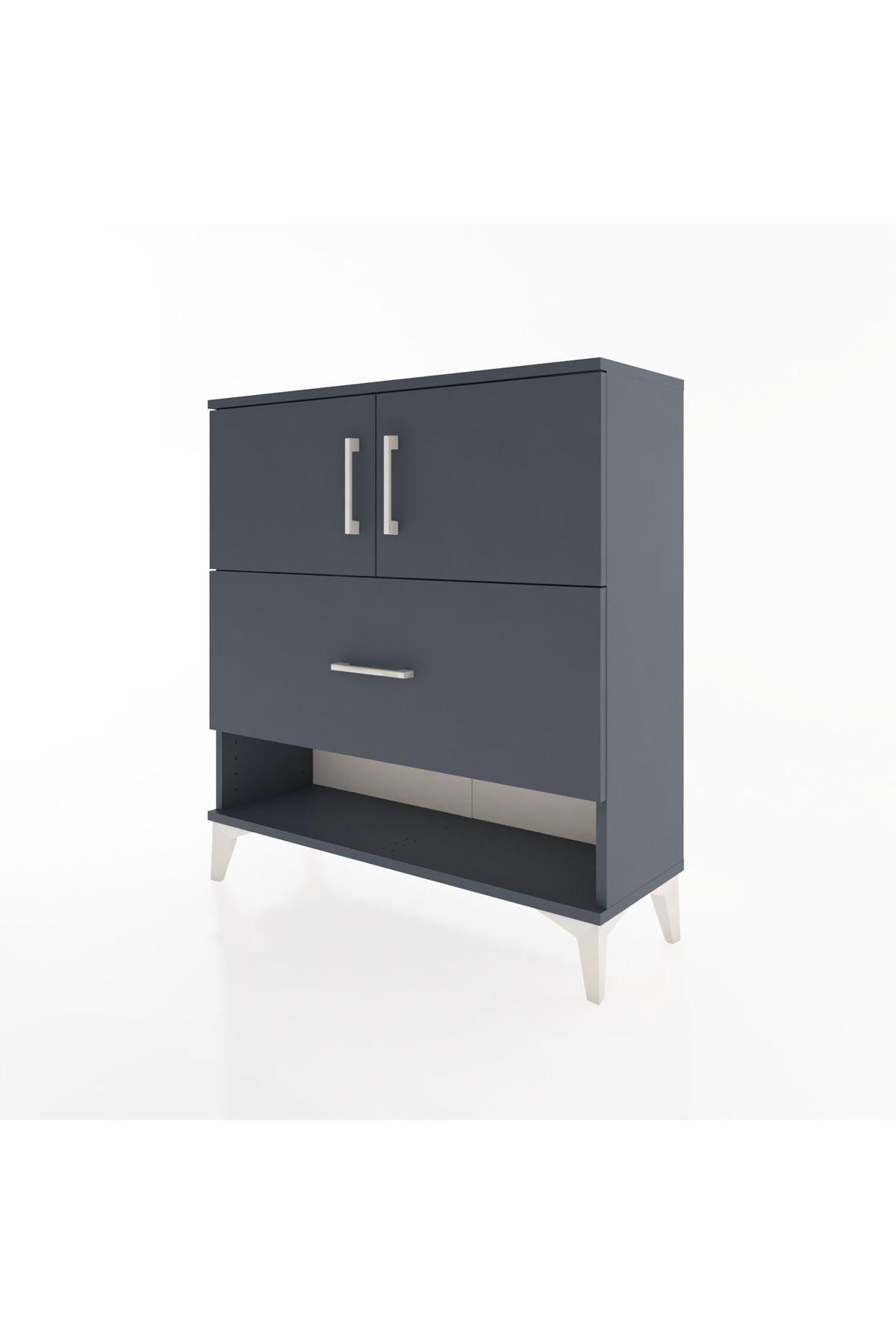 Arges Şifonyer 2 Raflı Tek Çekmeceli 2 Kapaklı 88x30x96 Antrasit-Antrasit